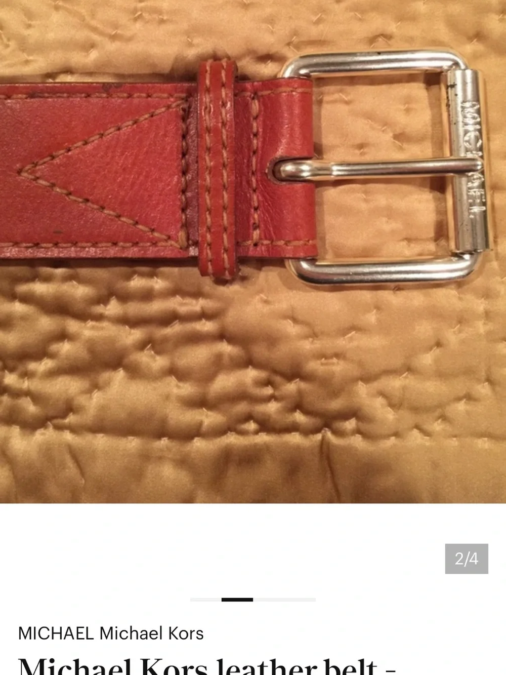 NWOT Michael Kors Brown Woven Leather Belt with Silver Buckle